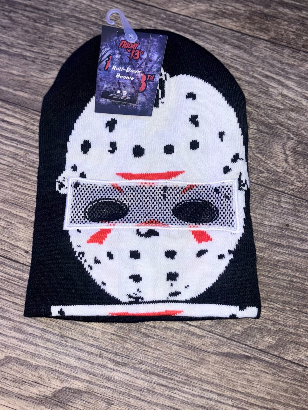 Friday the 13th Black & White Roll-Down Beanie